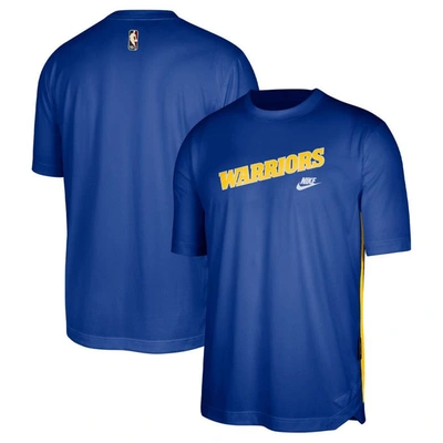 Nike Royal Golden State Warriors Hardwood Classics Pregame Warmup Shooting Performance T-shirt In Blue
