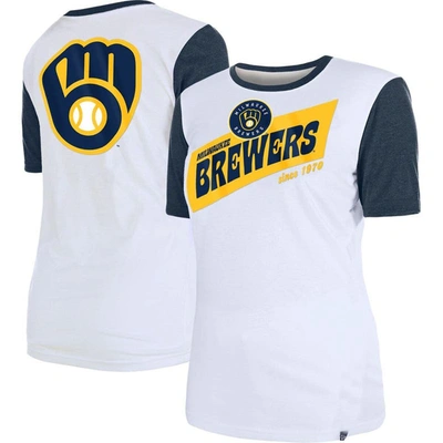 New Era White Milwaukee Brewers Colorblock T-shirt