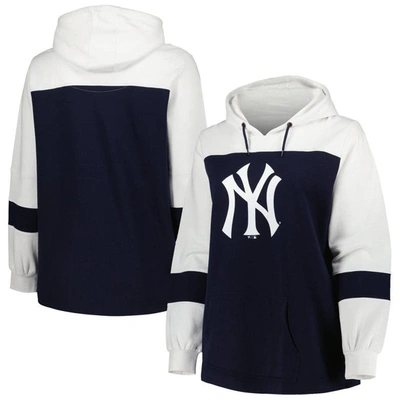 Profile Navy New York Yankees Plus Size Colorblock Pullover Hoodie