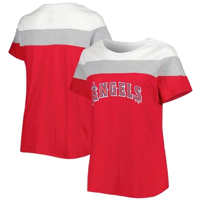 Profile White/red Los Angeles Angels Plus Size Colorblock T-shirt
