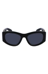 Ferragamo 53mm Polarized Oval Sunglasses In Black