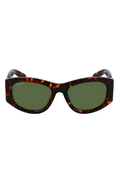 Ferragamo 53mm Polarized Oval Sunglasses In Dark Tortoise