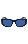 Ferragamo 53mm Polarized Oval Sunglasses In Blue