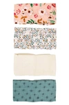 Little Unicorn 4-pack Cotton Muslin Blankets In Vintage Floral