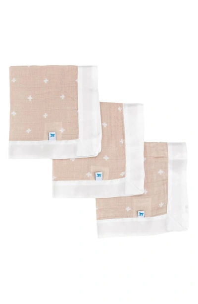 Little Unicorn 3-pack Print Cotton Muslin Blankets In Taupe Cross