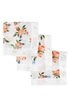 Little Unicorn 3-pack Print Cotton Muslin Blankets In Watercolor Roses