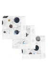 Little Unicorn 3-pack Print Cotton Muslin Blankets In Planetary