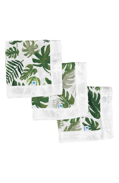 Little Unicorn 3-pack Print Cotton Muslin Blankets In Tropical Leaf