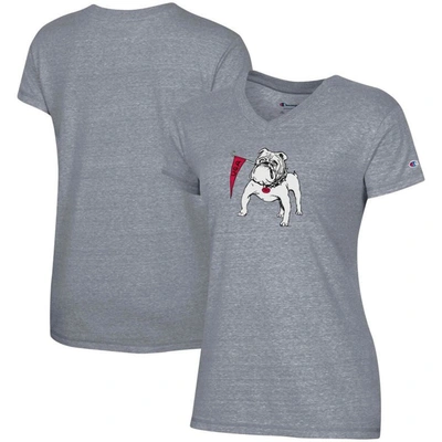 Champion Grey Georgia Bulldogs Vault Logo V-neck T-shirt
