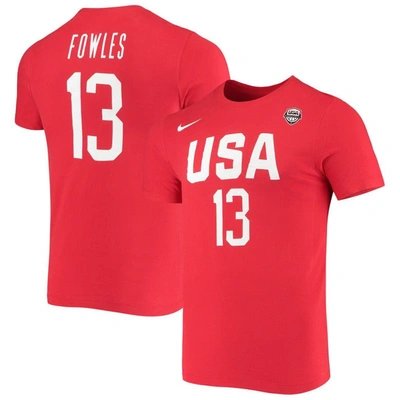 Nike Women's  Sylvia Fowles Usa Basketball Red Name And Number Performance T-shirt