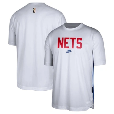 Nike White Brooklyn Nets Hardwood Classics Pregame Warmup Shooting Performance T-shirt