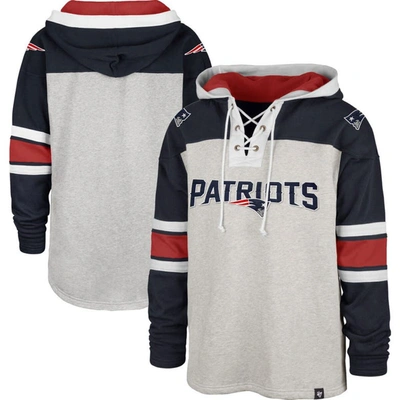 47 ' New England Patriots Heather Gray Gridiron Lace-up Pullover Hoodie