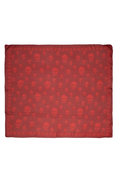 Alexander Mcqueen Skull Silk Scarf In Bordeaux/ Red