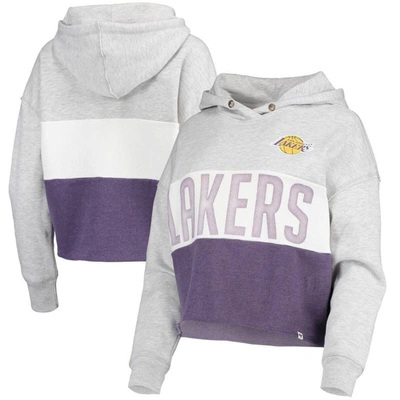47 ' Heathered Gray Los Angeles Lakers Lizzy Cutoff Pullover Hoodie