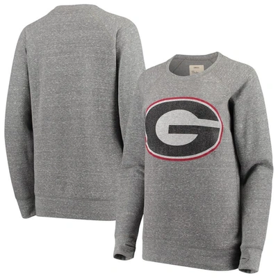 Pressbox Heathered Gray Georgia Bulldogs Big Team Logo Knobi Fleece Tri-blend Crew Neck Sweatshirt