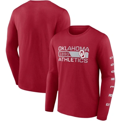 Fanatics Branded Crimson Oklahoma Sooners Broad Jump 2-hit Long Sleeve T-shirt