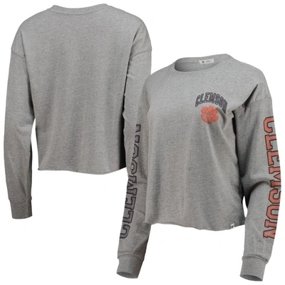 47 ' Heathered Gray Clemson Tigers Ultra Max Parkway Long Sleeve Cropped T-shirt In Heather Gray