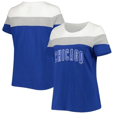 Profile Women's White, Royal Chicago Cubs Plus Size Colorblock T-shirt In White,royal
