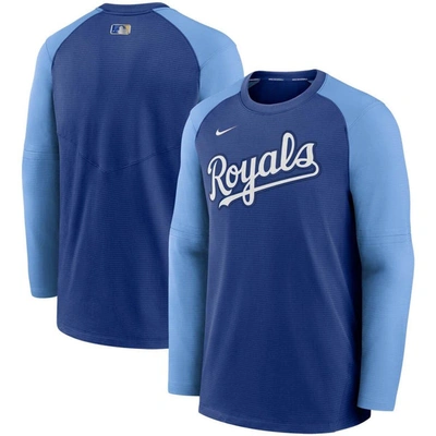 Nike Men's Royal, Light Blue Kansas City Royals Authentic Collection Pregame Performance Raglan Pullover In Royal,light Blue