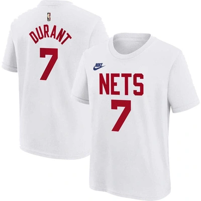 Nike Kids' Big Boys  Kevin Durant White Brooklyn Nets 2022/23 Classic Edition Name And Number T-shirt