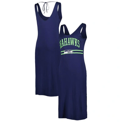 G-iii 4her By Carl Banks College Navy Seattle Seahawks Training V-neck Maxi Dress