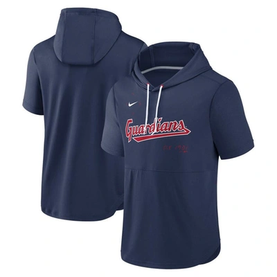 Nike Navy Cleveland Guardians Springer Short Sleeve Team Pullover Hoodie