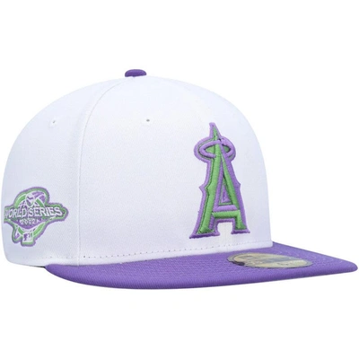 New Era Men's  White Los Angeles Angels 2002 World Series Side Patch 59fifty Fitted Hat