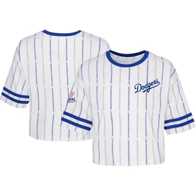 Outerstuff Kids' Girls Youth White Los Angeles Dodgers Ball Striped T-shirt