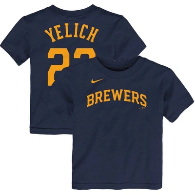 Nike Kids' Toddler  Christian Yelich Navy Milwaukee Brewers Player Name & Number T-shirt