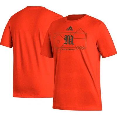 Adidas Originals Adidas Orange Miami Hurricanes Locker Lines Baseball Fresh T-shirt