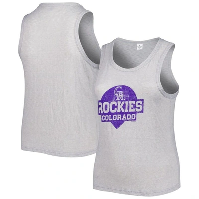Soft As A Grape Gray Colorado Rockies Plus Size High Neck Tri-blend Tank Top