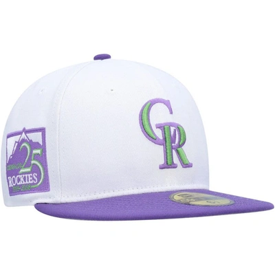 New Era White Colorado Rockies 25th Anniversary Side Patch 59fifty Fitted Hat