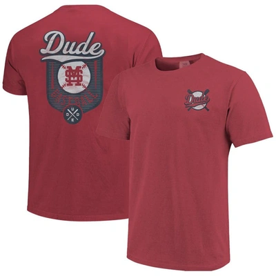 Image One Maroon Mississippi State Bulldogs Dude Baseball Comfort Color T-shirt