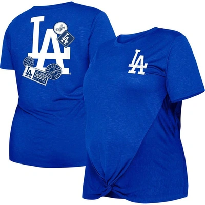 New Era Royal Los Angeles Dodgers Plus Size Two-hit Front Knot T-shirt