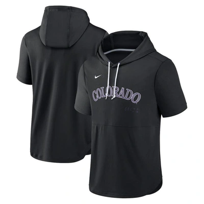 Nike Black Colorado Rockies Springer Short Sleeve Team Pullover Hoodie