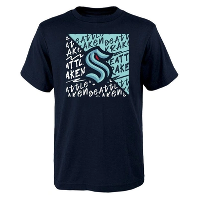 Outerstuff Kids' Youth Deep Sea Blue Seattle Kraken Divide T-shirt In Navy