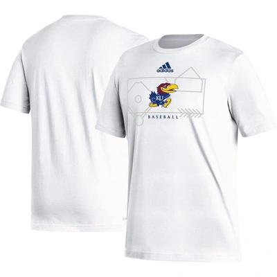 Adidas Originals Adidas White Kansas Jayhawks Locker Lines Baseball Fresh T-shirt
