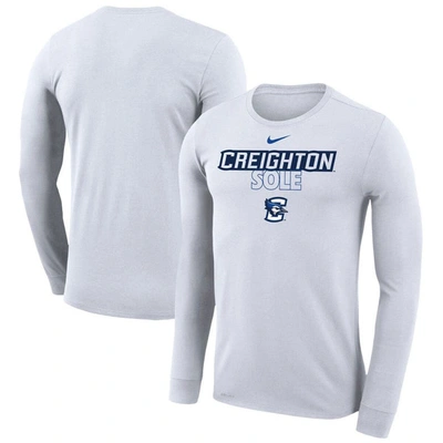 Nike White Creighton Bluejays On Court Bench Long Sleeve T-shirt