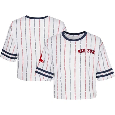 Outerstuff Kids' Girls Youth White Boston Red Sox Ball Striped T-shirt