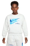 Nike Kids' Sportswear Fleece Graphic Sweatshirt In Birch Heather