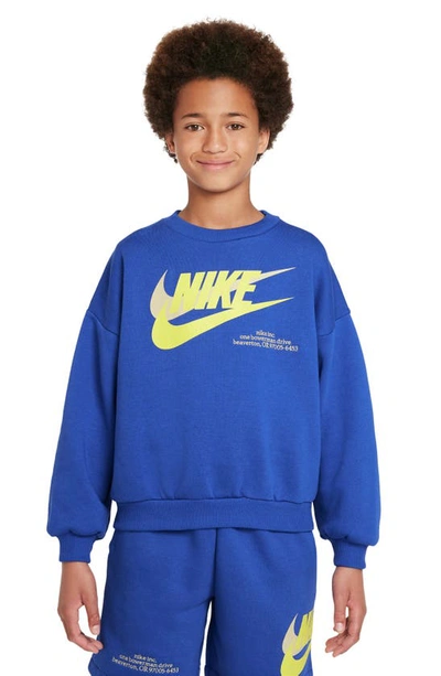 Nike Kids' Sportswear Fleece Graphic Sweatshirt In Game Royal