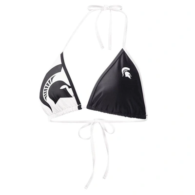 G-iii 4her By Carl Banks Women's  Black, White Michigan State Spartans Play Action Bikini Top In Black,white