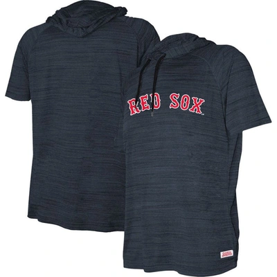Stitches Kids' Youth  Heather Navy Boston Red Sox Raglan Short Sleeve Pullover Hoodie