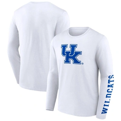 Fanatics Branded White Kentucky Wildcats Double Time 2-hit Long Sleeve T-shirt