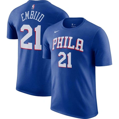 Nike Men's  Joel Embiid Royal Philadelphia 76ers Icon 2022/23 Name And Number T-shirt