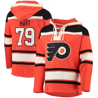 47 ' Carter Hart Orange Philadelphia Flyers Player Name & Number Lacer Pullover Hoodie