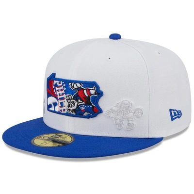New Era Men's  White And Royal Philadelphia 76ers State Pride 59fifty Fitted Hat In White,royal