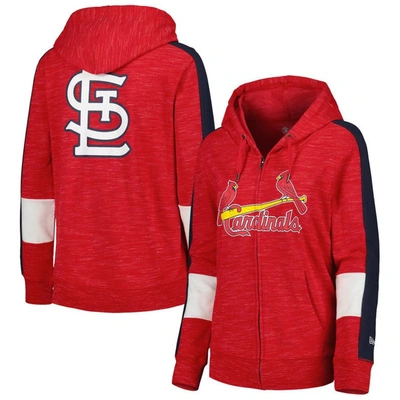 New Era Red St. Louis Cardinals Colorblock Full-zip Hoodie