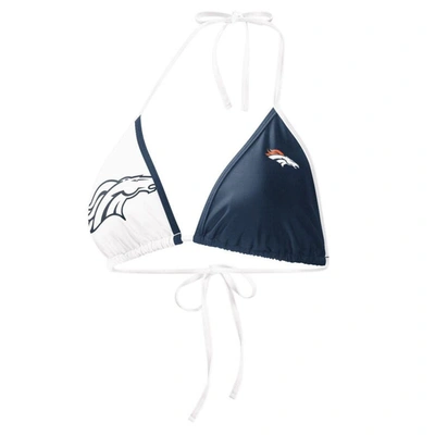 G-iii 4her By Carl Banks Navy/white Denver Broncos Play Action Bikini Top