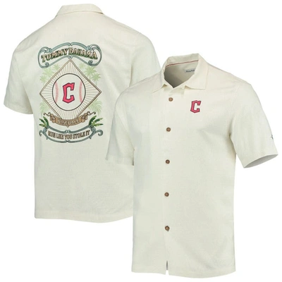 Tommy Bahama Cream Cleveland Guardians Baseball Camp Button-up Shirt